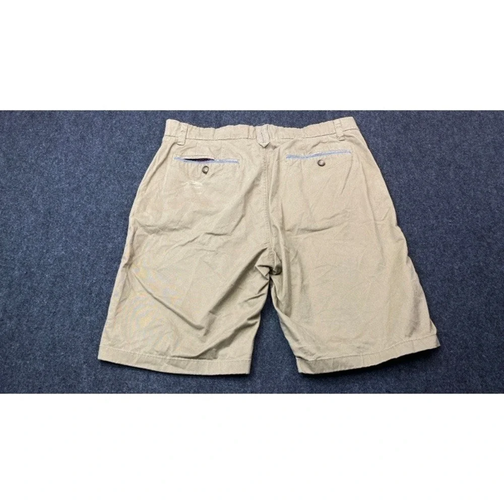 Across the Pond Chino Shorts Mens 34 Khaki Tan Signature Line Stretch Cotton